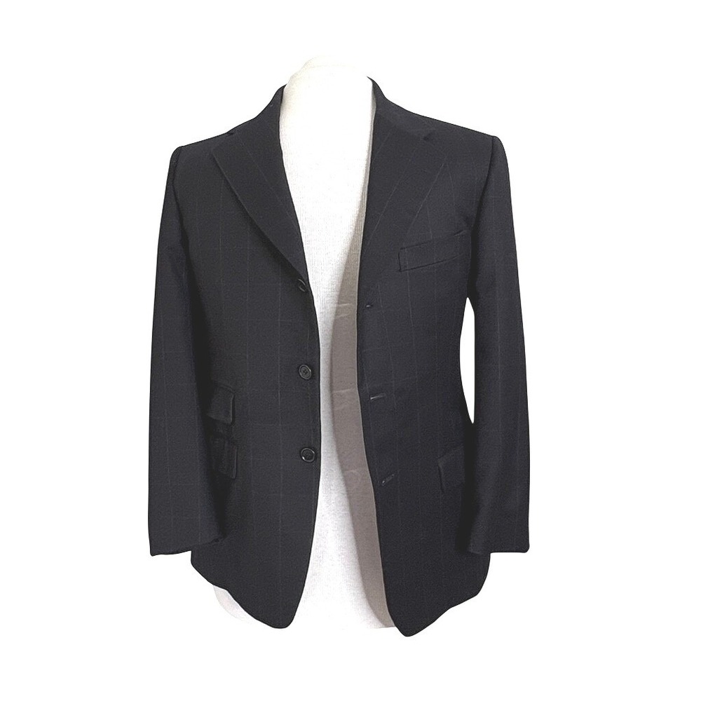 Trussini Facon Navy Windowpane Wool Sport Coat 40 Double Vent Boyds Philadelphia